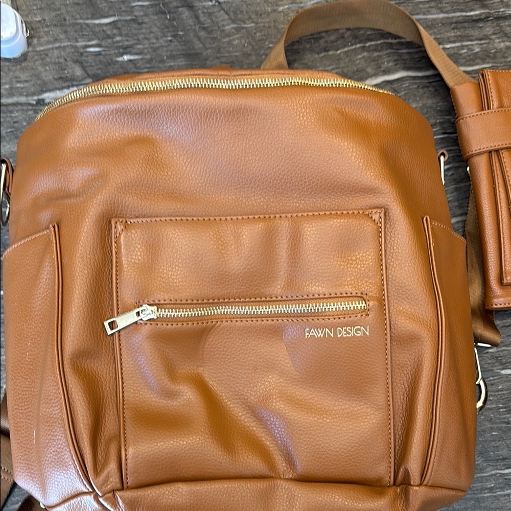 Fawn Design Diaper Bag - Brown Leather Backpack